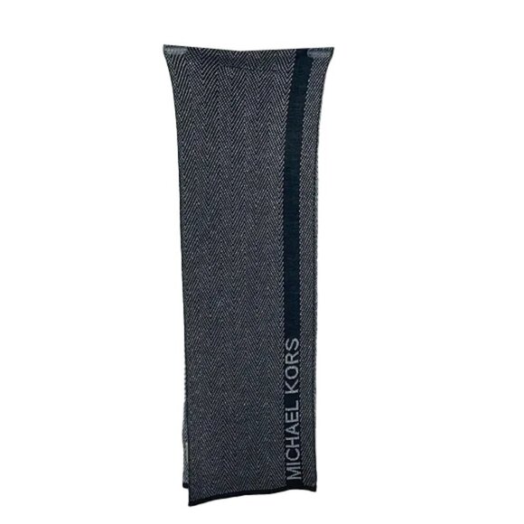 🆕 MICHAEL KORS Black Silver Metallic Herringbone Scarf $52 Metallic Scarf - Picture 2 of 6